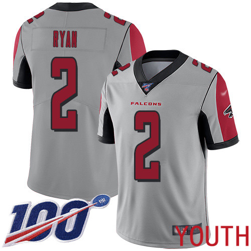 Atlanta Falcons Limited Silver Youth Matt Ryan Jersey NFL Football #2 100th Season Inverted Legend